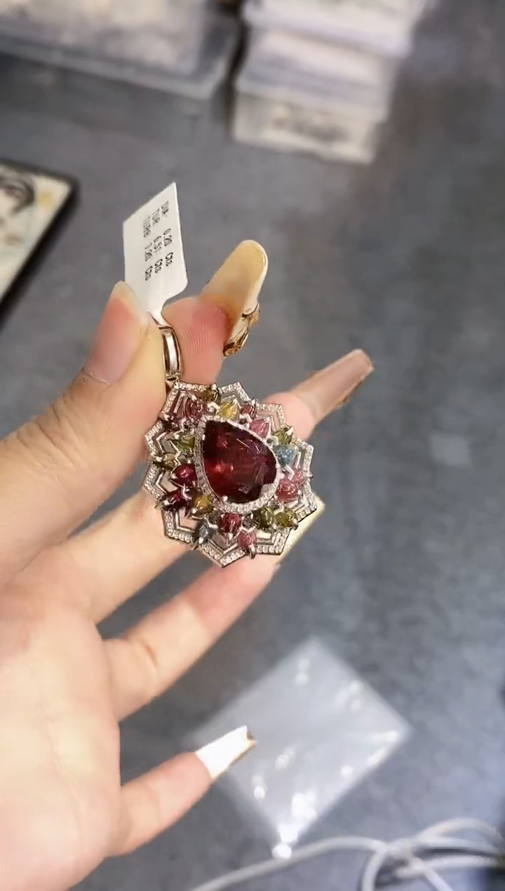 吊坠(不含链)银S925镶嵌碧玺楚楚珠宝中古甄选不退换