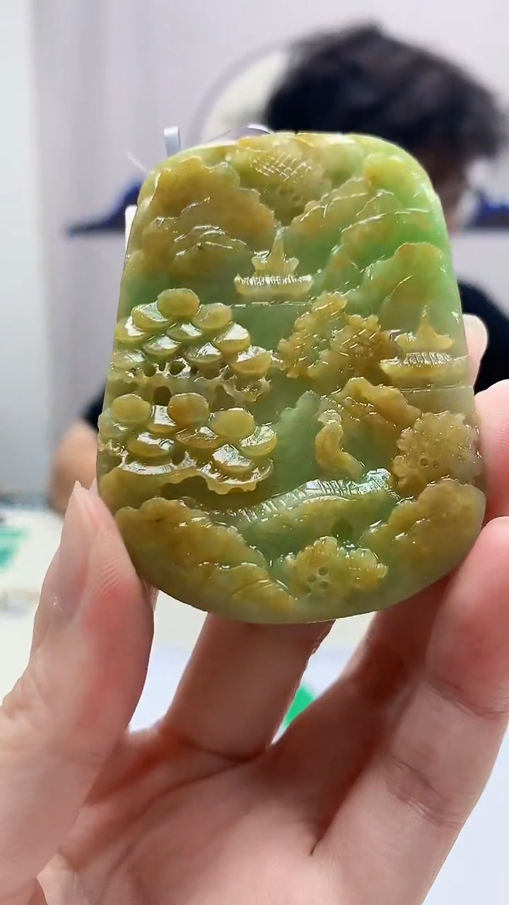 定制翡翠未镶嵌4688zm-毛货挂件山水47