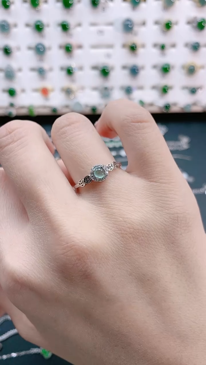 【闪购商品】翡翠戒指银S925镶嵌天然翡翠