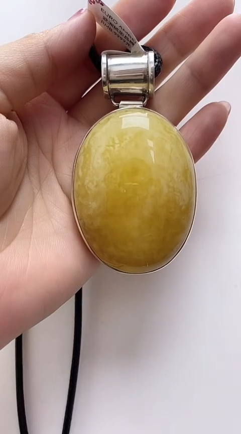 【闪购商品】琥珀裸石银S925镶嵌蜜蜡吊坠