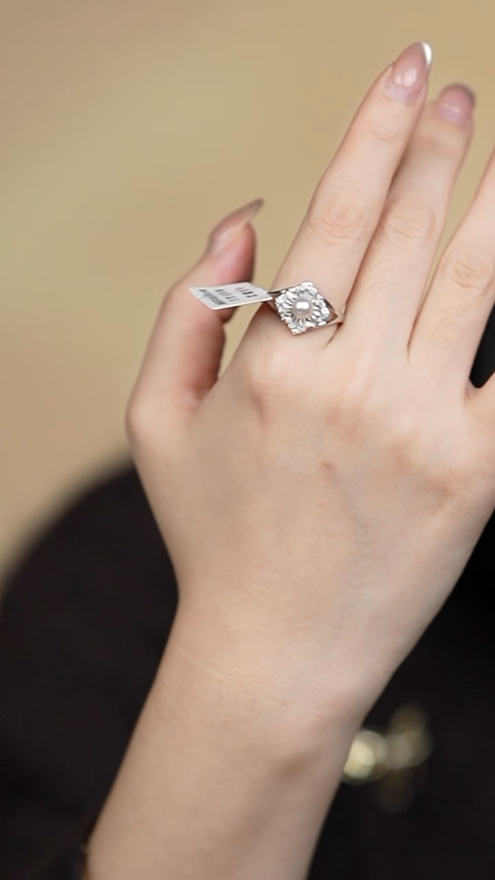 银S925镶嵌戒指海水珍珠akoya5-6布切拉缇风戒指