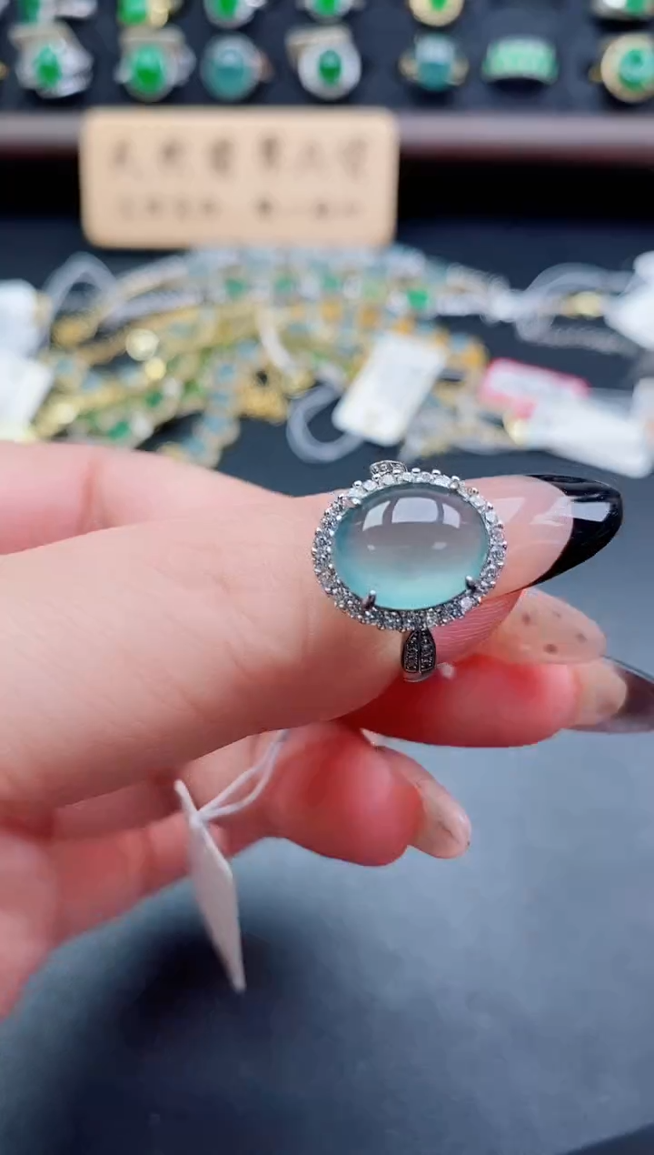 银S925镶嵌戒指翡翠1