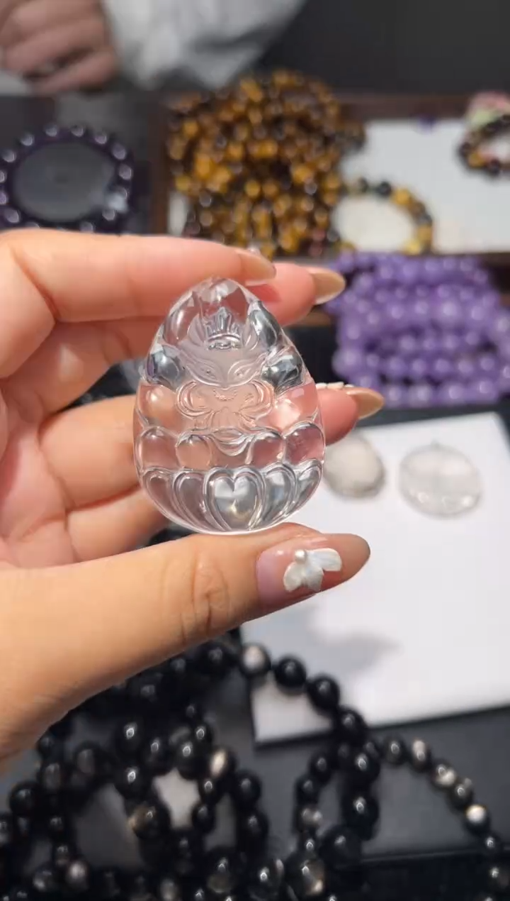 吊坠(不含链)未镶嵌水晶D**-白水晶狐狸吊坠