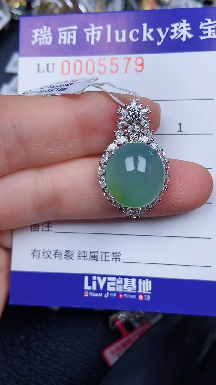 颈饰银S925镶嵌翡翠5579