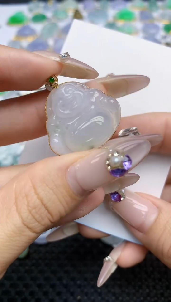 翡翠挂件18K金镶嵌177   天然翡翠A货