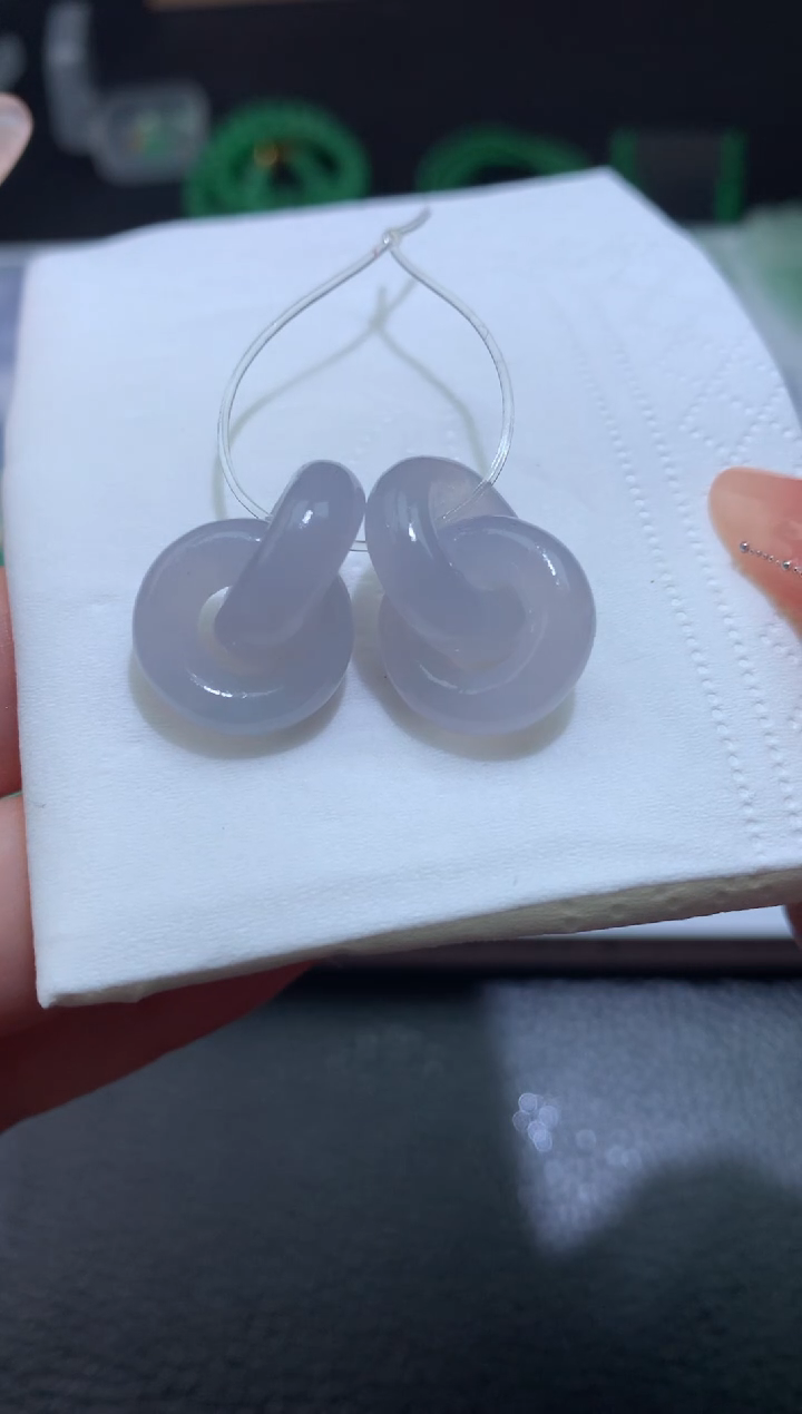 【闪购商品】定制翡翠未镶嵌一对环环相扣