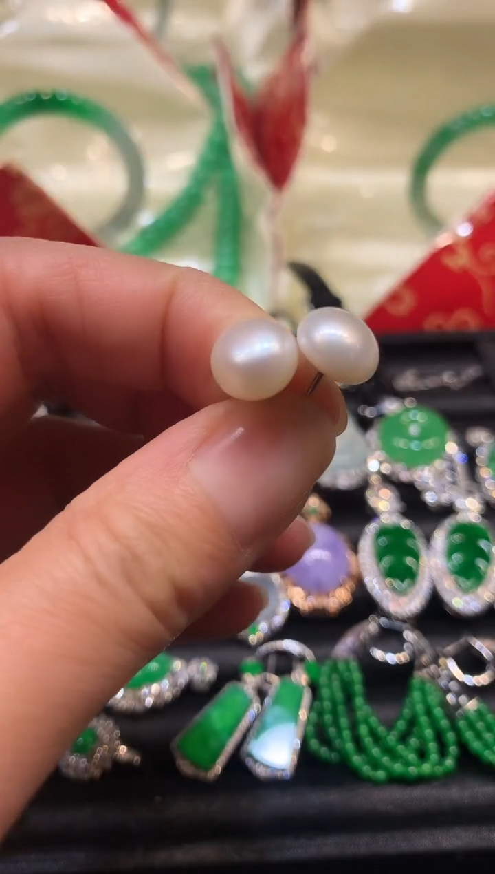 【闪购商品】淡水珍珠耳钉银S925镶嵌耳钉 