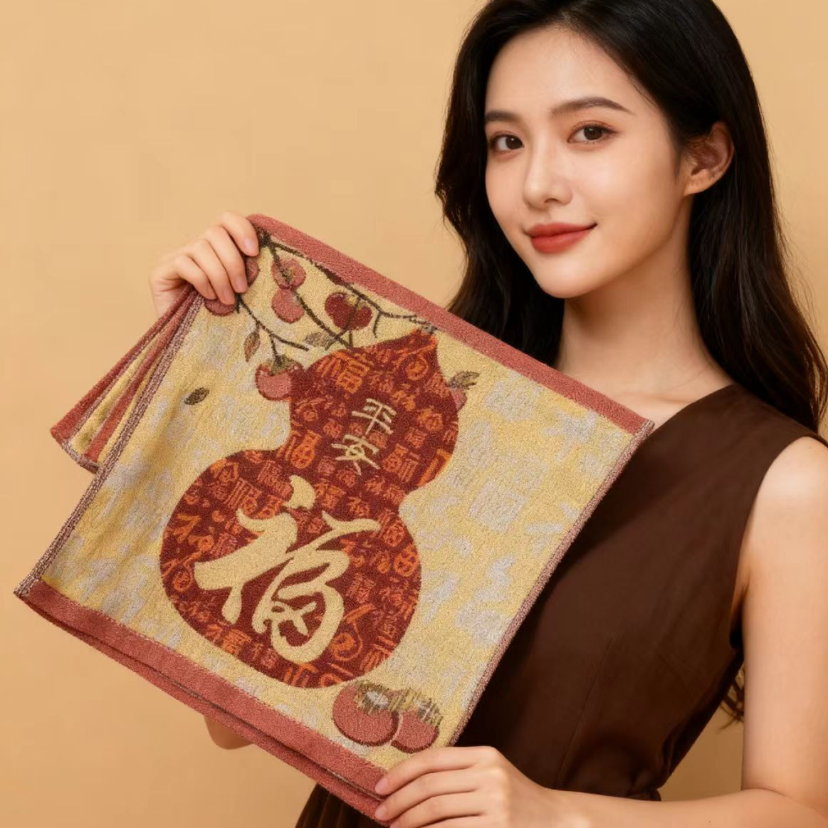 【3条装】平安福禄-纱布方巾35*35cm