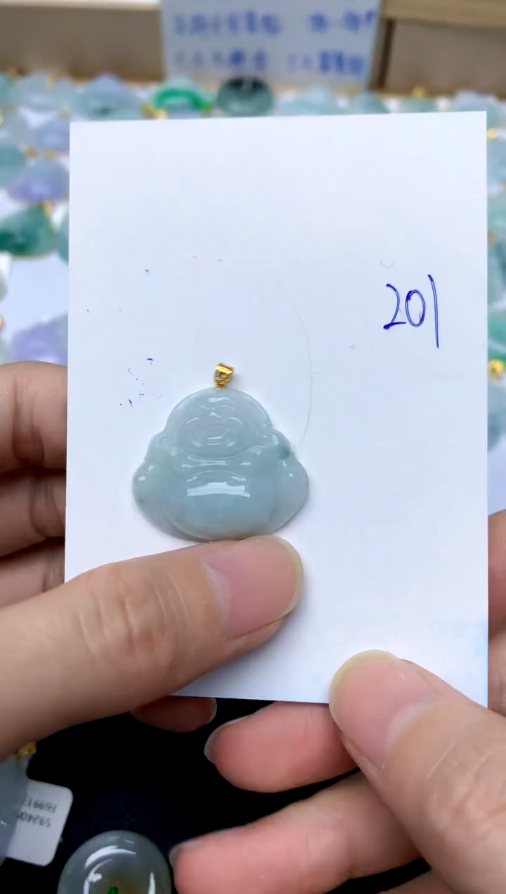 【闪购商品】翡翠颈饰18K金镶嵌201天然A货翡翠