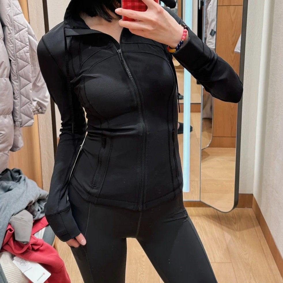   [秋冬加厚面料]连帽一样样显瘦长款修身瑜伽服-2