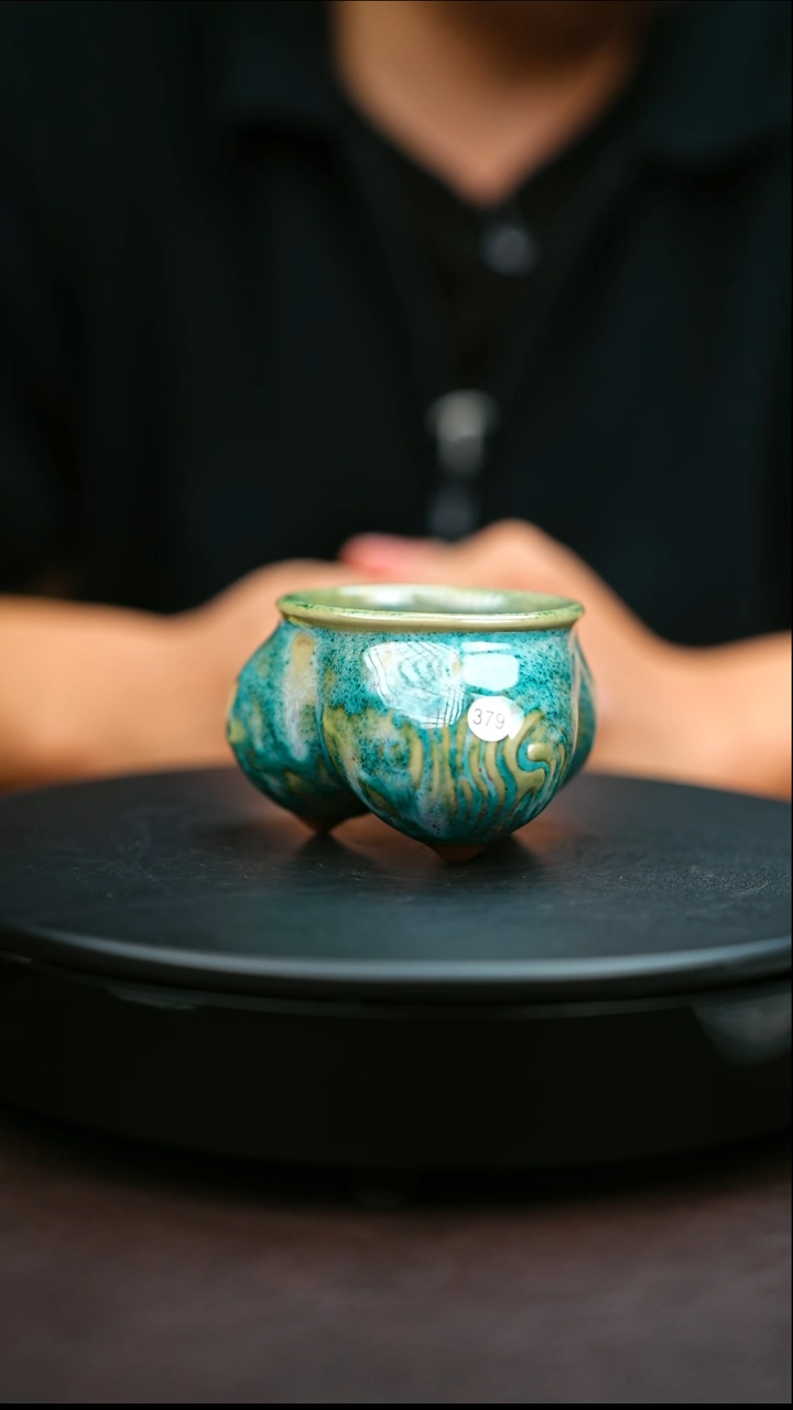 379#原矿钧瓷炉钧釉仰韶杯