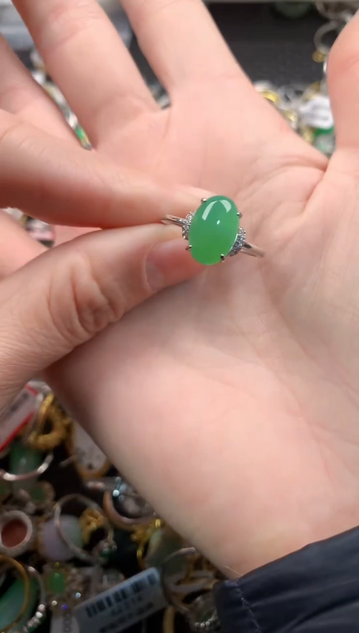 银S925镶嵌戒指翡翠333        9