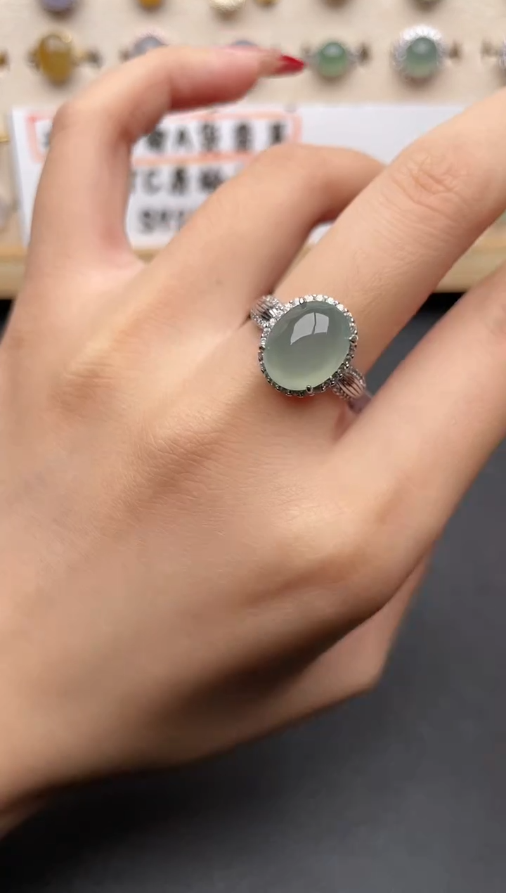 【闪购商品】翡翠戒指银S925镶嵌1一物一证一礼盒