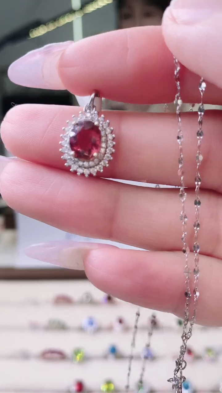 【闪购商品】碧玺颈饰银S925镶嵌84-11