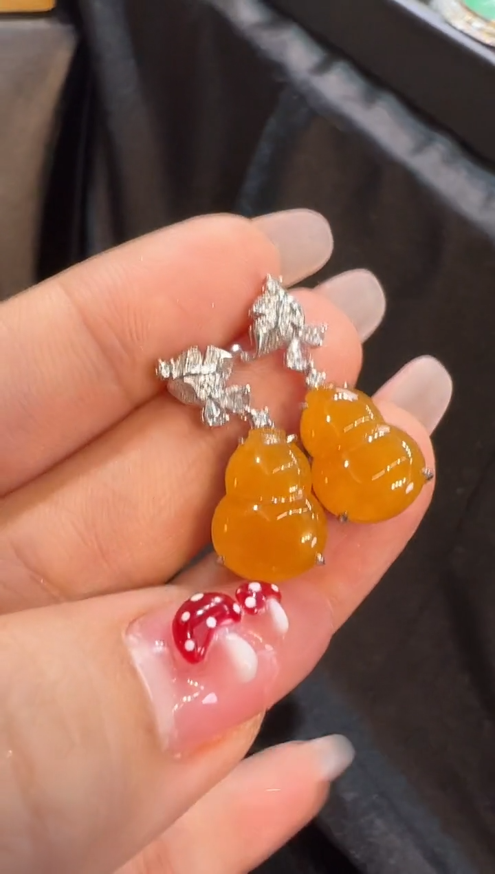 【闪购商品】翡翠耳饰18K金镶嵌耳饰