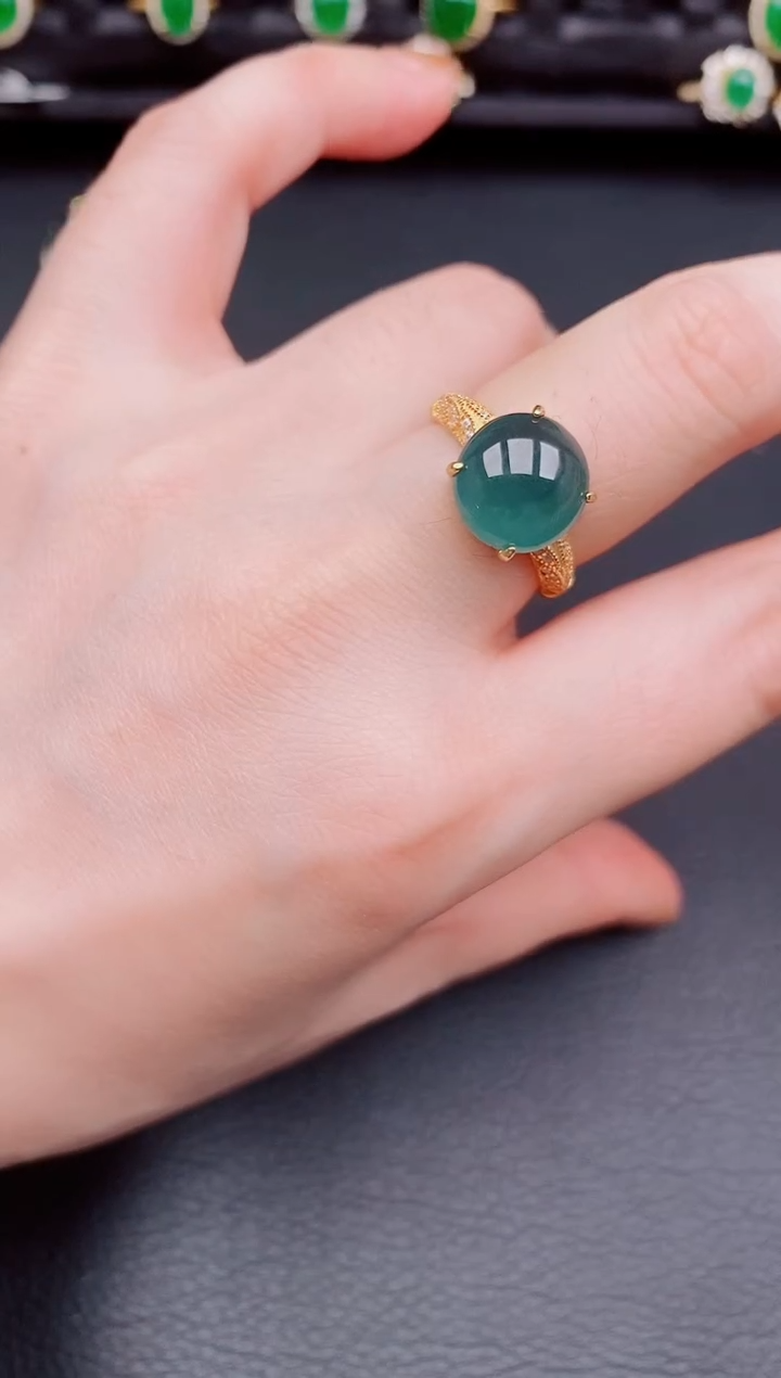 【闪购商品】翡翠戒指银S925镶嵌天然a货翡翠121
