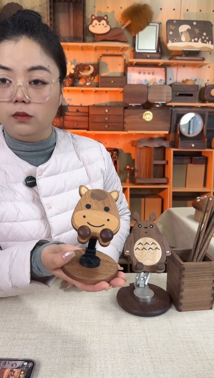 木乌檀木实木小马手机支架