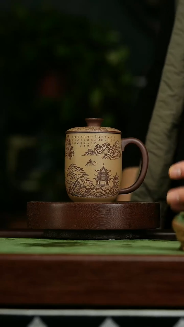 茶壶紫砂t52山水盖杯