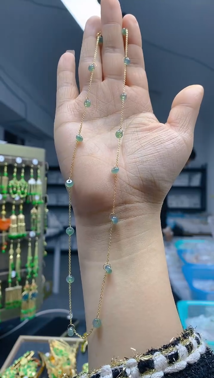 【闪购商品】翡翠耳饰合金0186翡翠锁骨链