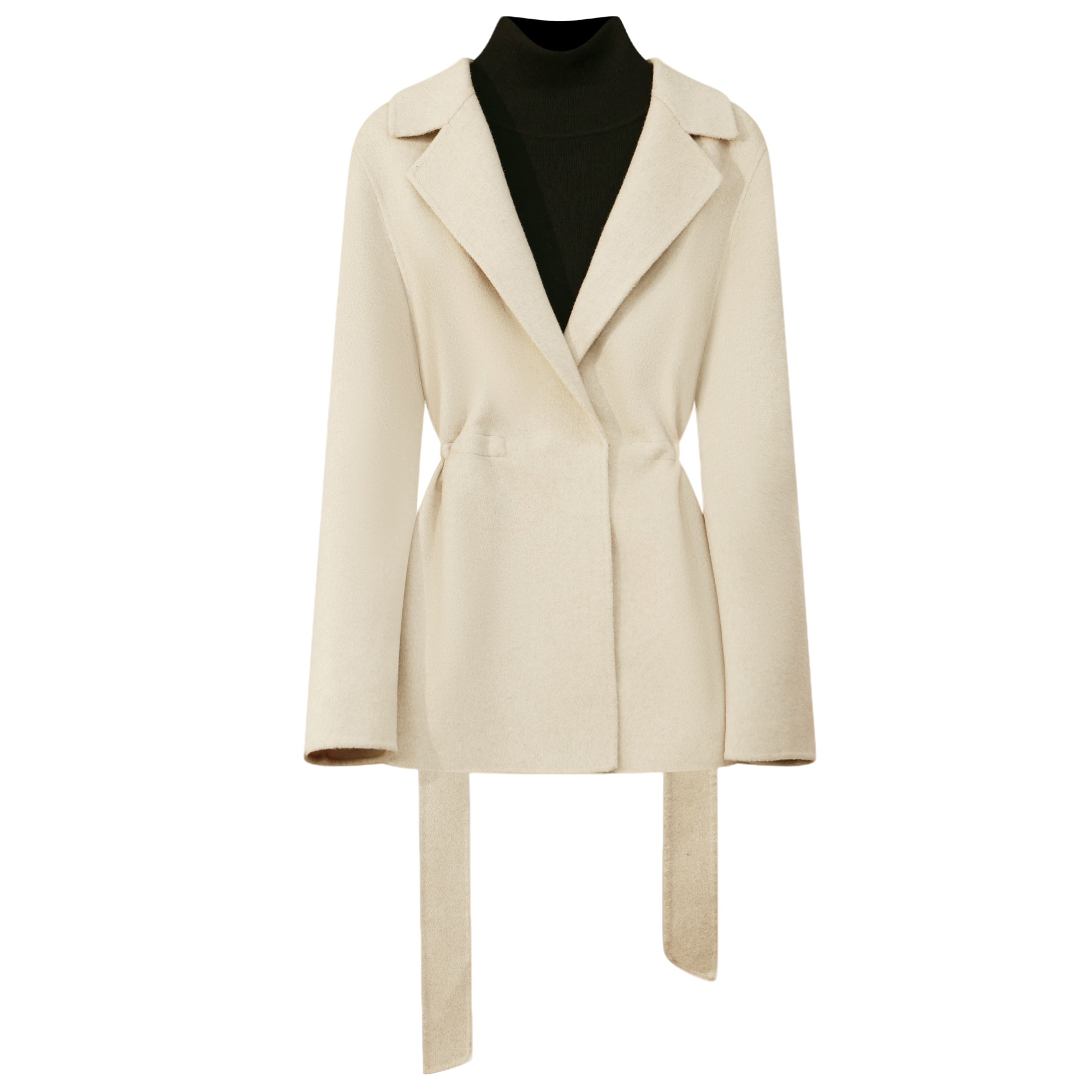 2025新款特调墨黑·羊绒羊毛收腰翻领云感大衣9901A