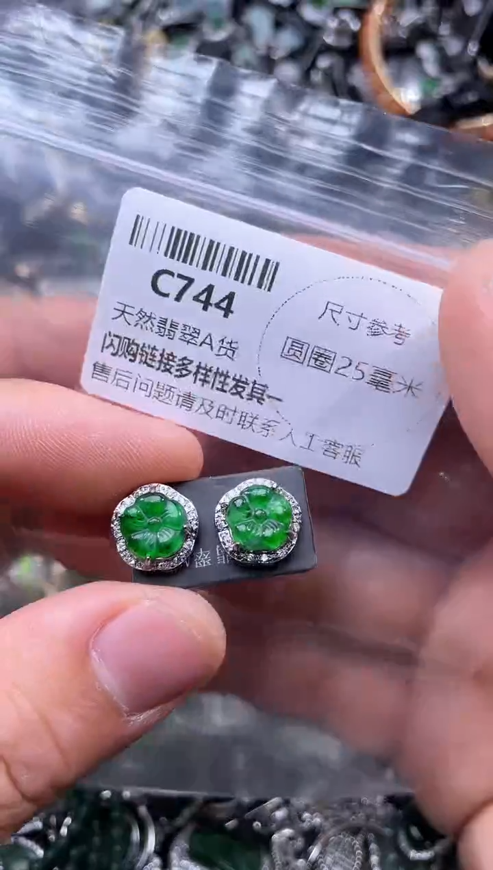 【闪购商品】翡翠颈饰未镶嵌C744耳钉