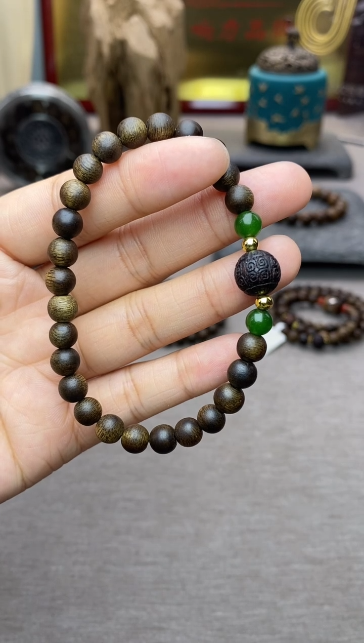 【闪购商品】沉香手串顺化紫棋06沉水+降真香1.0回纹+配饰