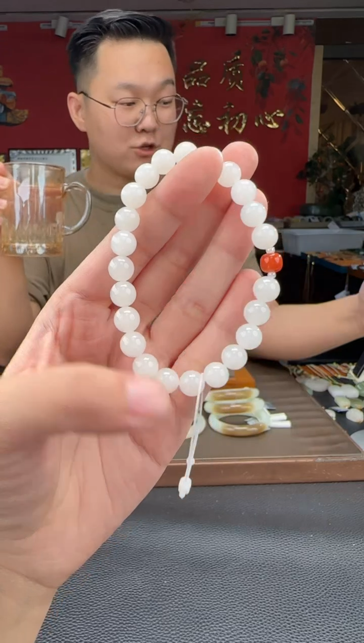 手串未镶嵌和田玉白玉单圈手串