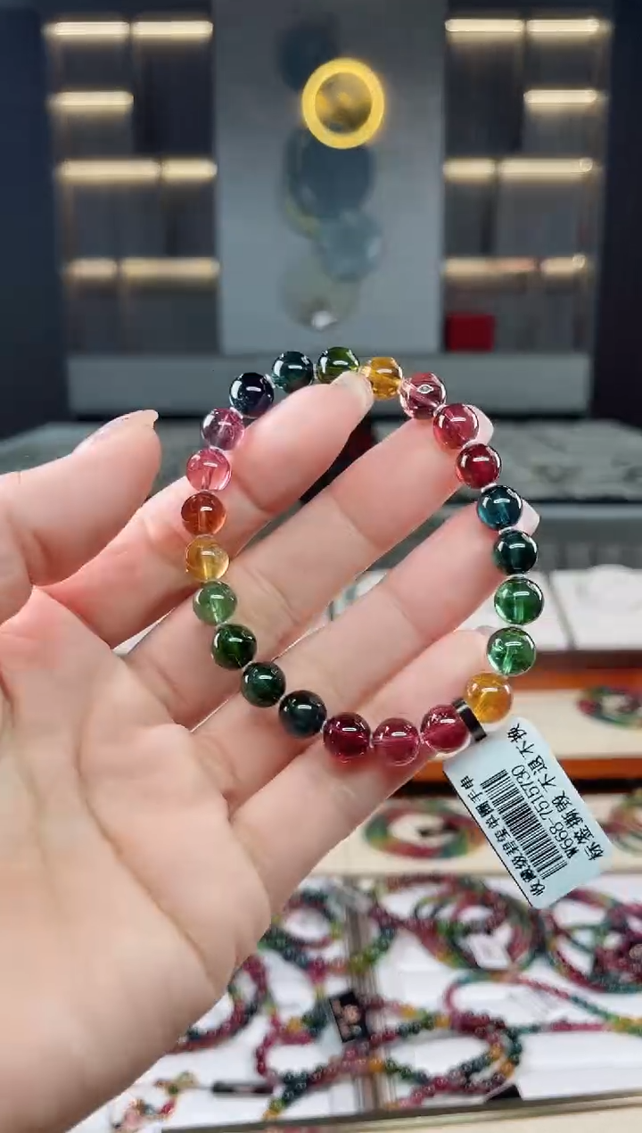 未镶嵌老矿碧玺彩虹单圈手串7mm+碧玺多样性发一条 T