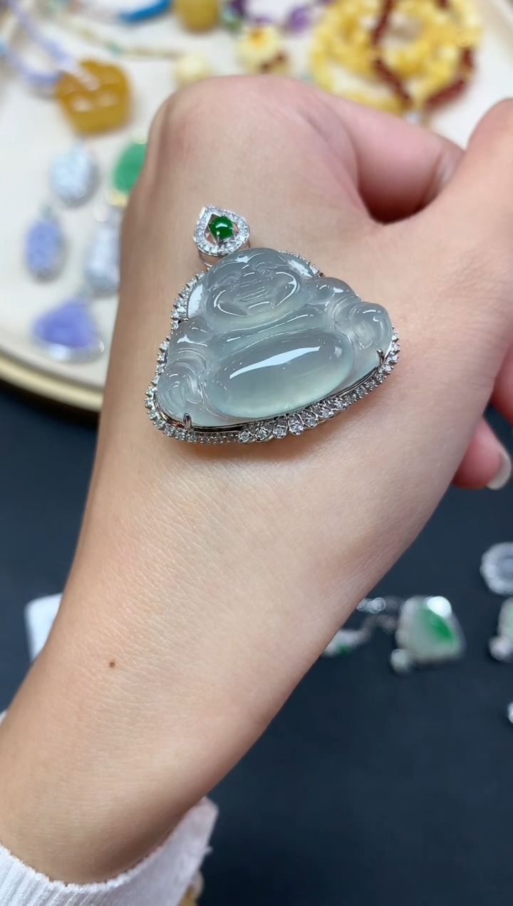 【闪购商品】翡翠吊坠(不含链)18K金镶嵌吊坠A538|9999