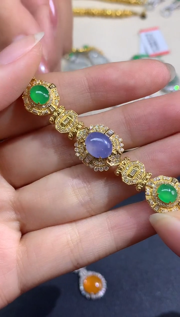 18K金镶嵌手链翡翠手链|49800