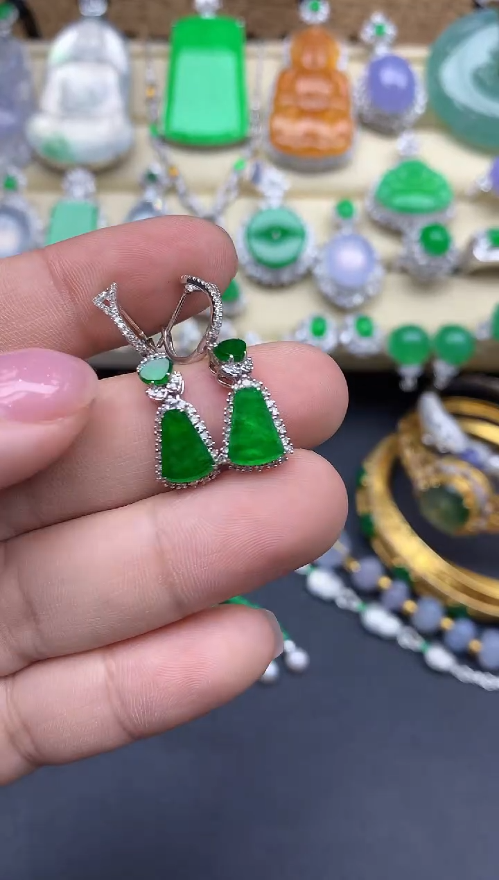 【闪购商品】翡翠耳饰18K金镶嵌461-中国好珍宝