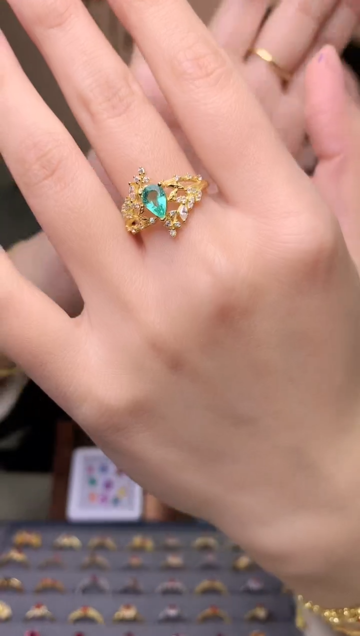 【闪购商品】祖母绿戒指银S925镶嵌戒指