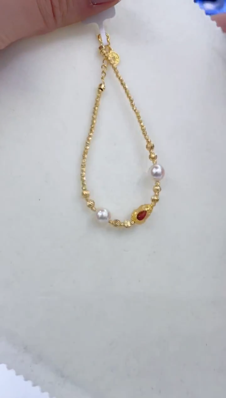 银S925镶嵌手链海水珍珠  