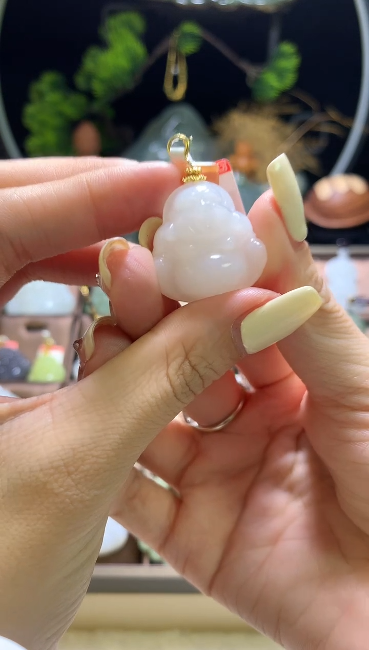 和田玉未镶嵌颈饰精选吊坠 25mm佛公天然和田玉一级白