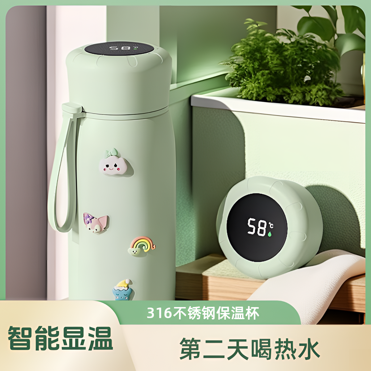 网红保温杯316不锈钢小巧可爱家用大容量真空简约便携学生显温