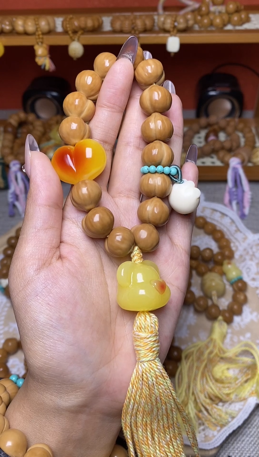 手串猴头核桃全品屁桃➕胖心熊头猫爪蓝卡黄流苏手持【5配饰款】