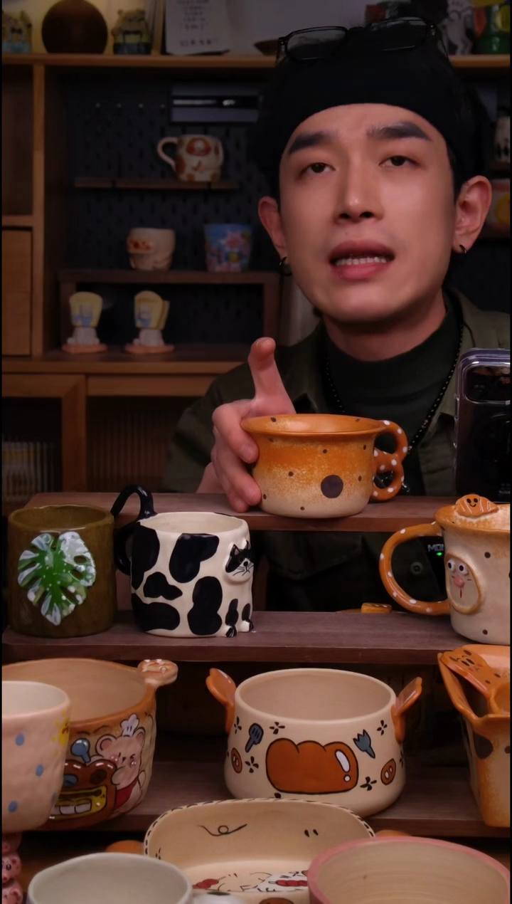 杯子陶景德镇可爱设计师款陶瓷（单bei )