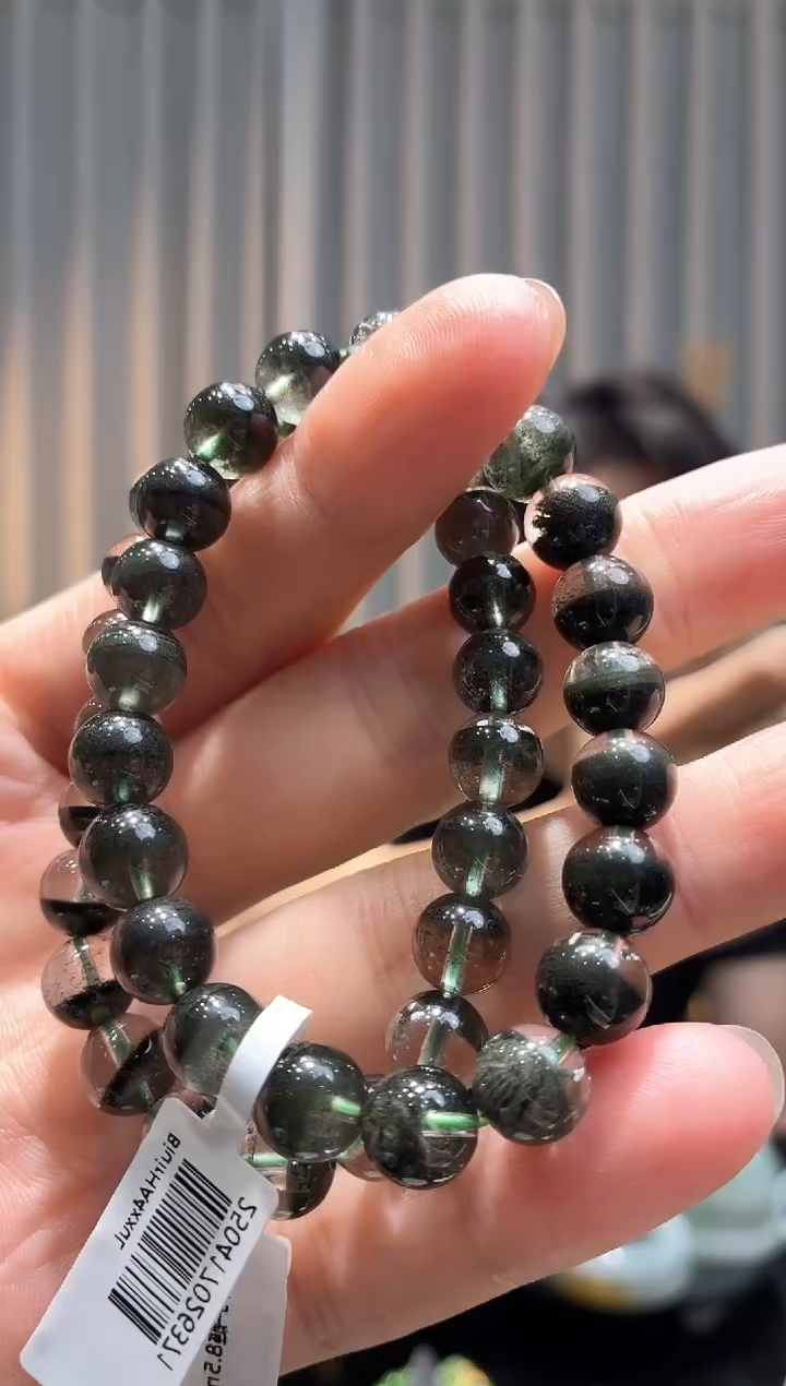 未镶嵌手串水晶ZH250305001-天然绿幽灵水晶-多样性发一