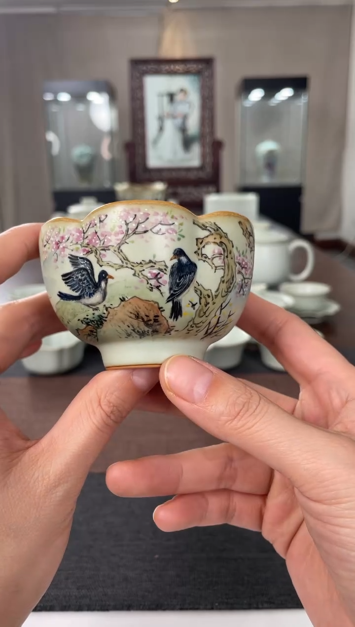 【闪购商品】杯子余秀华老师作品荷华杯（春桃报喜）