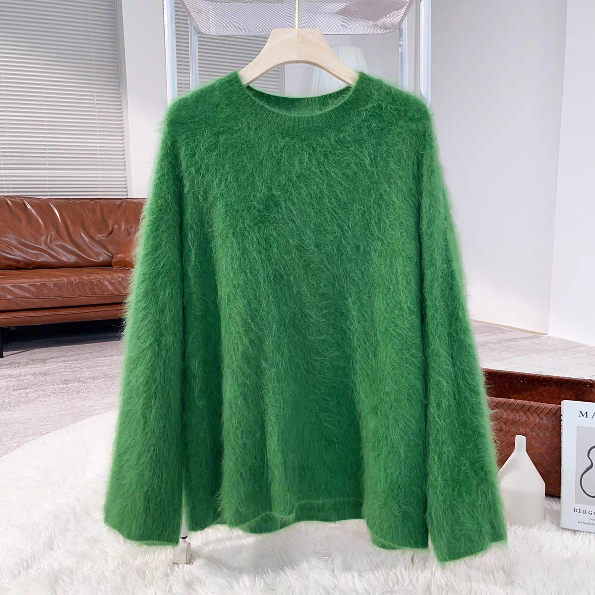 【厚款圆领】山羊绒羊毛拉绒针织女套头上衣百搭秋冬