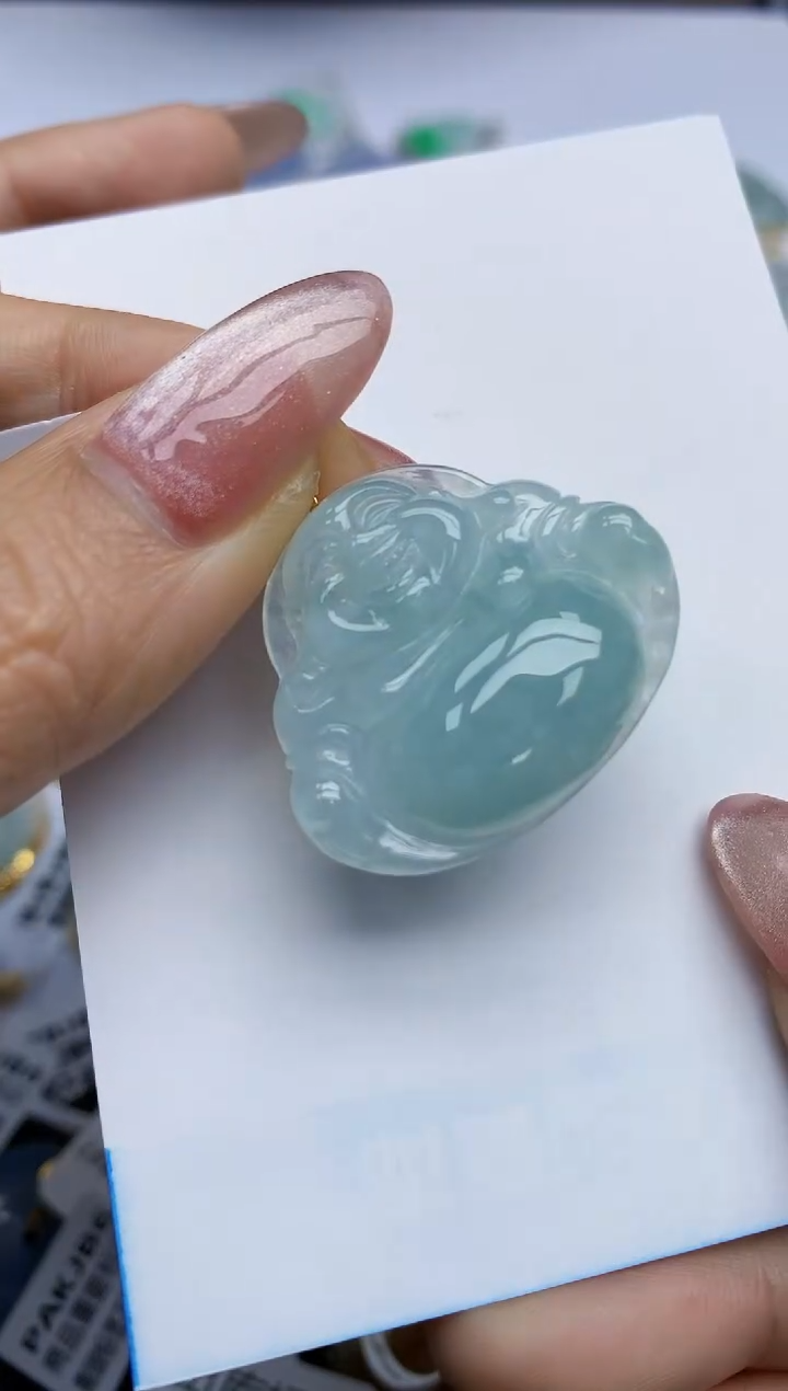 【闪购商品】翡翠挂件18K金镶嵌天然翡翠A货