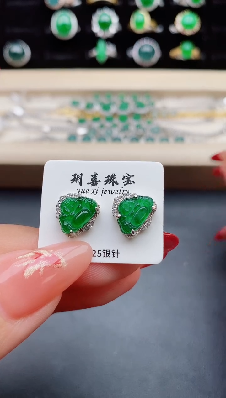 【闪购商品】翡翠耳饰银S925镶嵌321132
