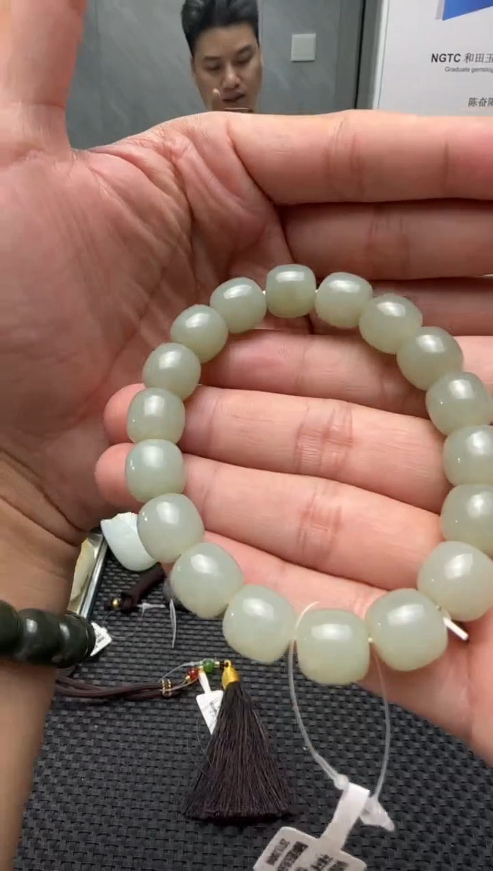 未镶嵌手串和田玉青白玉手串卡11x12
