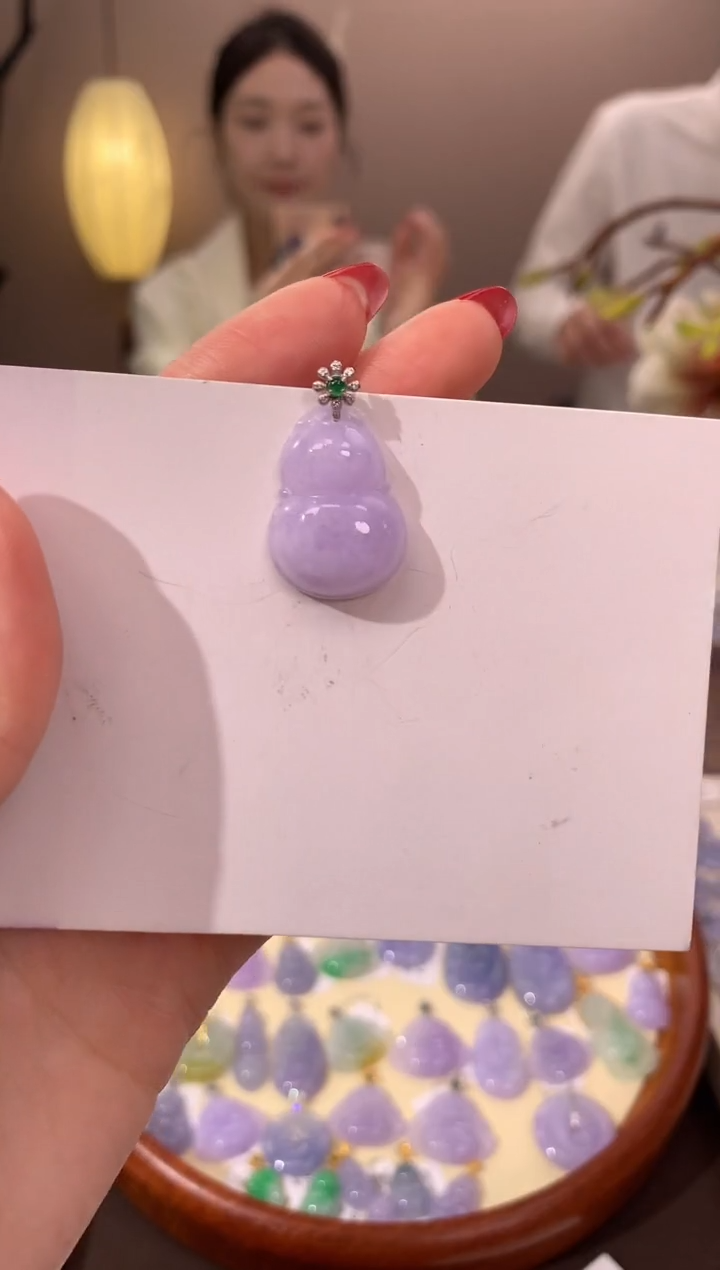 【闪购商品】翡翠颈饰18K金镶嵌天然缅甸a货翡翠