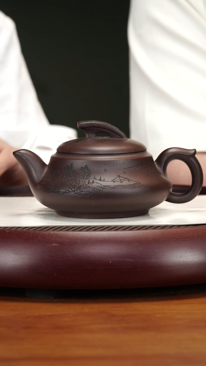 茶壶紫砂20YXM一帆风顺老紫泥450cc