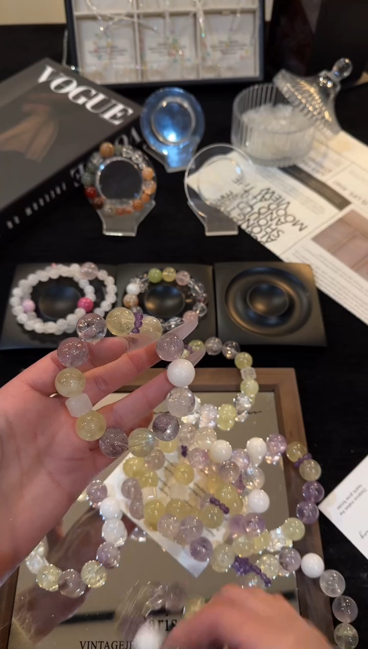 未镶嵌手链水晶紫黄x3109