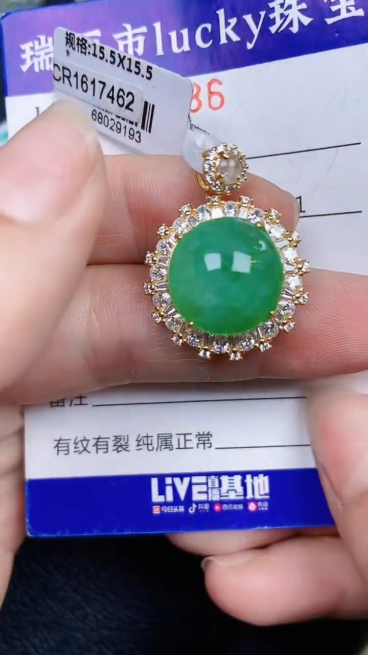 颈饰银S925镶嵌翡翠6686