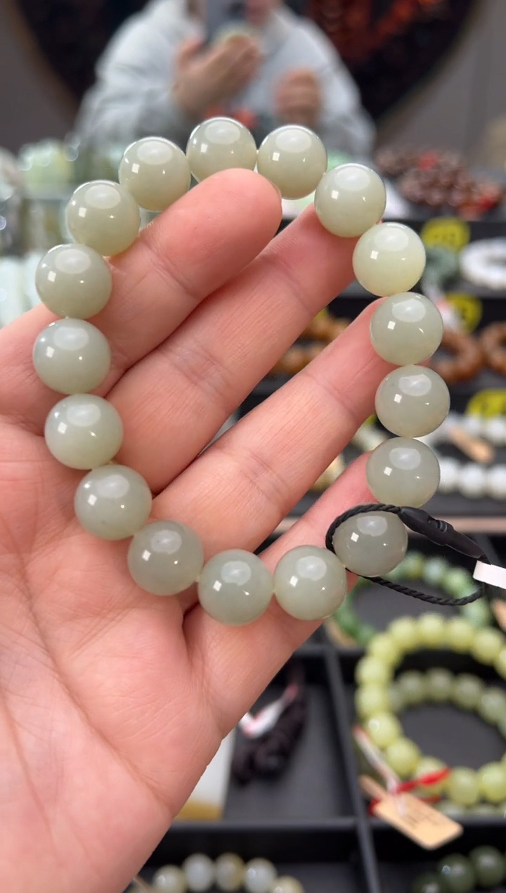 未镶嵌手串和田玉青白玉手串卡12