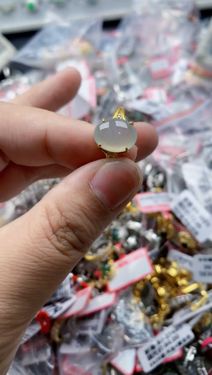 翡翠戒指银S925镶嵌13-13--7