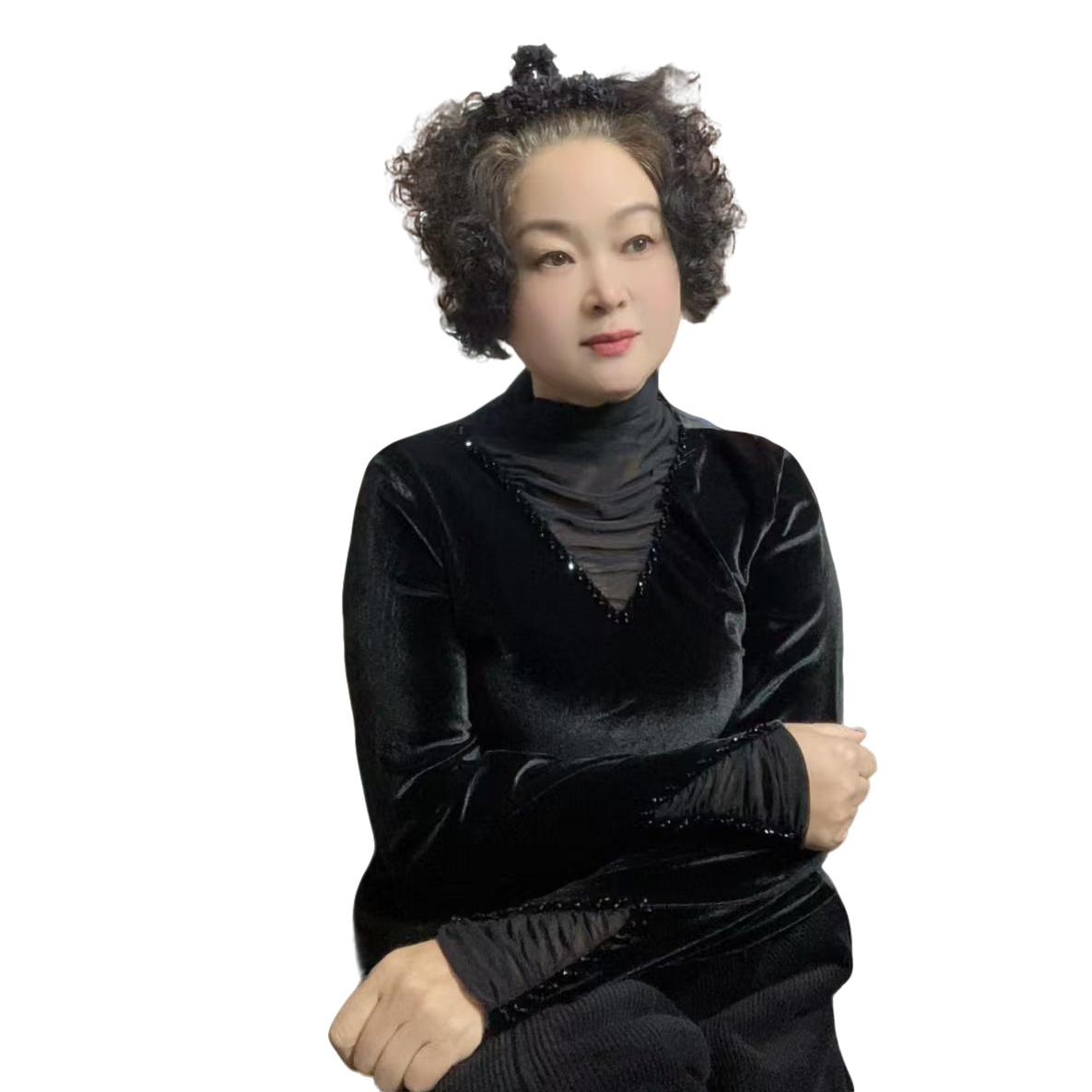 2698网纱领口长袖时尚修身显瘦打底衫-673气质百搭黑色半高领拼接